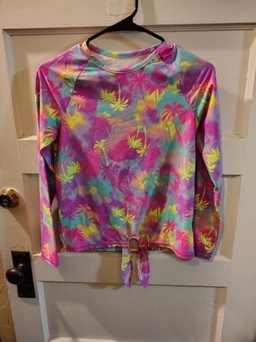 Place Pink Multi Tie-Front Long Sleeve Rashguard